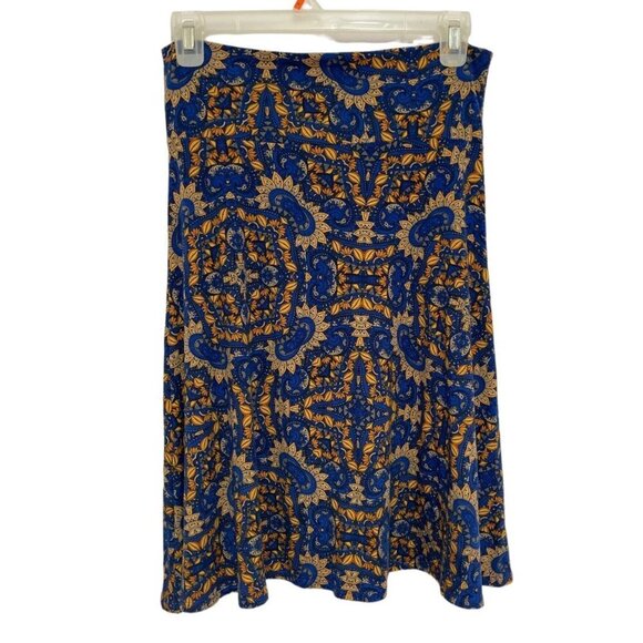 LULAROE Simply Comfortable Pull-on A-Line Skirt Large Bold Blue Pattern Stretch - Picture 12 of 12